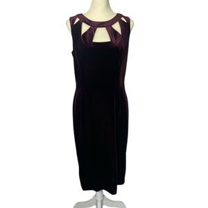 Eliza J Elegant Burgundy Velvet Cutout Sleeveless Dress Back Zip Women's Size 10
